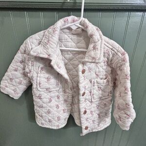 Charming Floral Kids Quilted Jacket - White and Pink